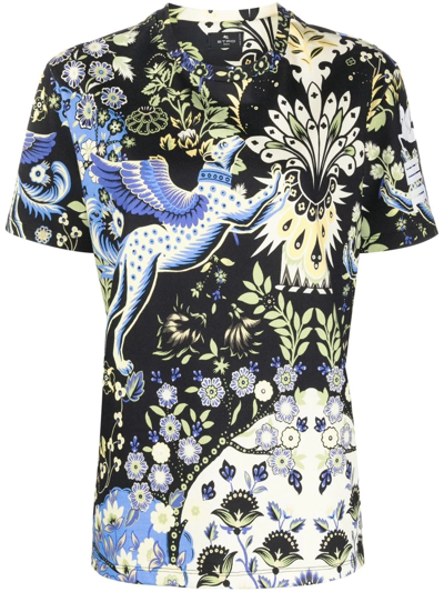 Etro Floral Paisley-print T-shirt In Black