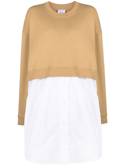 Patou Mixed Media Sweatshirt Dress In Biscuit