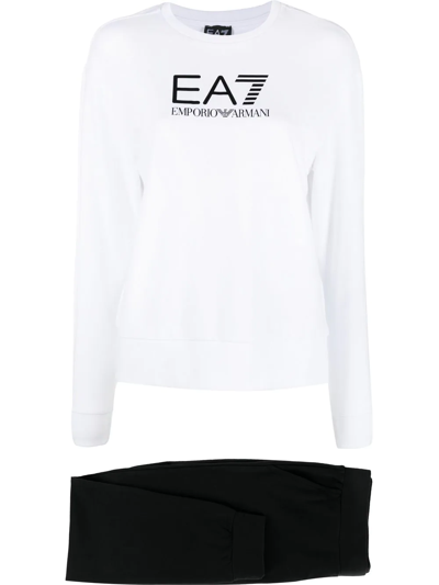 Ea7 Logo-print Detail Tracksuit Set In White