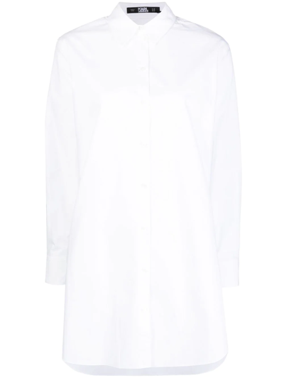 Karl Lagerfeld Embellished Logo Tunic Shirt In White