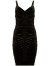 DOLCE & GABBANA RUCHED VELVET-EFFECT SLEEVELESS DRESS