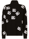 Dolce & Gabbana Black/white Turtleneck Sweater With Dg Inlay In Schwarz