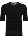 Dolce & Gabbana Open Work Top With Jacquard Logo In Schwarz