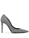 Dolce & Gabbana Houndstooth Pointed Toe Stiletto Heel Pumps In Black
