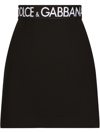 Dolce & Gabbana Black Mini Skirt With Logo At The Waist In Schwarz