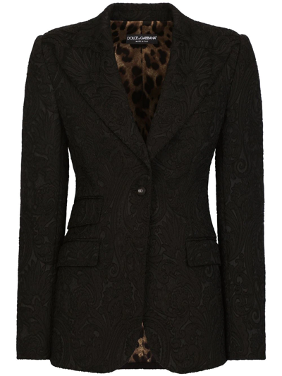 Dolce & Gabbana Brocade-pattern Single-breasted Blazer In Schwarz