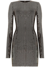 Dolce & Gabbana Silver-tone Sequin Metallic Long-sleeve Mini Dress In Silber