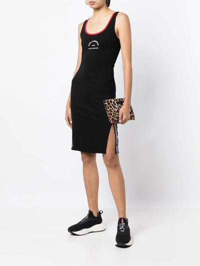 Karl Lagerfeld Logo-tape Tank Dress In Black