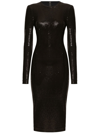 Dolce & Gabbana Sequin Embellished Jersey Midi Dress In Schwarz