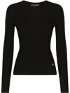 Dolce & Gabbana Logo Plaque Crewneck Knitted Sweater In Schwarz