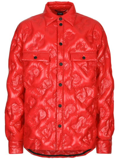 Dolce & Gabbana Quilted Dg Logo Shirt Jacket In Multicolor