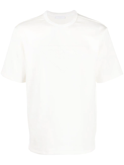 Prada 3d Logo Cotton-blend T-shirt In Bianco