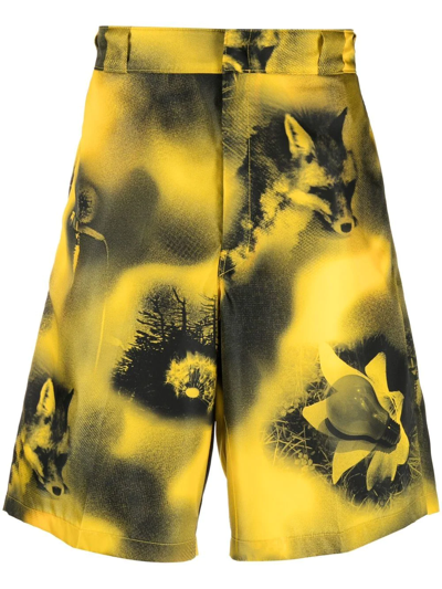 Prada Graphic-print Bermuda Shorts In Yellow