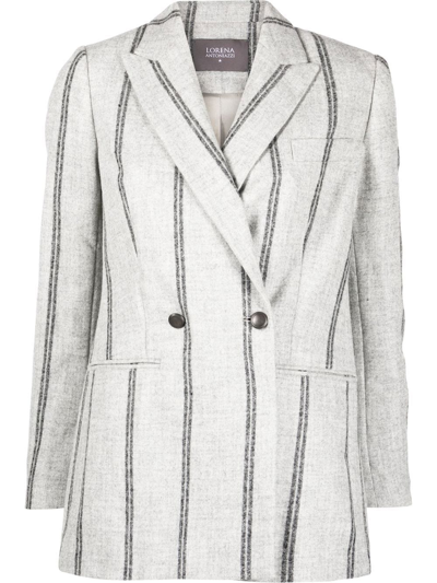Lorena Antoniazzi Stripe Buttoned Blazer In Grau