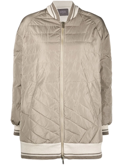 Lorena Antoniazzi Quilted Bomber Jacket In Nude
