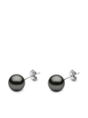 YOKO LONDON 18KT WHITE GOLD CLASSIC 9MM TAHITIAN PEARL STUD EARRINGS