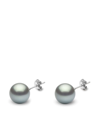 YOKO LONDON 18KT WHITE GOLD CLASSIC 11MM GREY TAHITIAN PEARL STUD EARRINGS