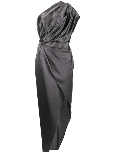 Michelle Mason Draped-detail Midi Dress In Silver