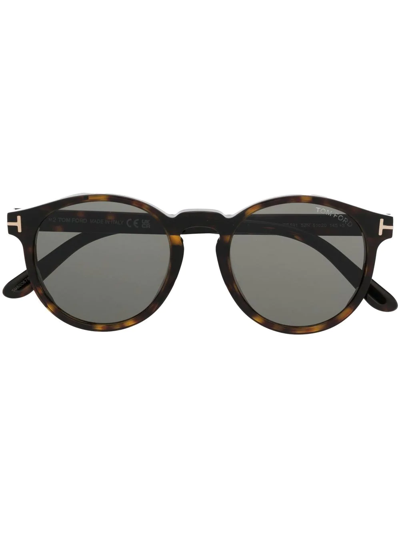 Tom Ford Tortoiseshell-effect Round-frame Sunglasses In Braun