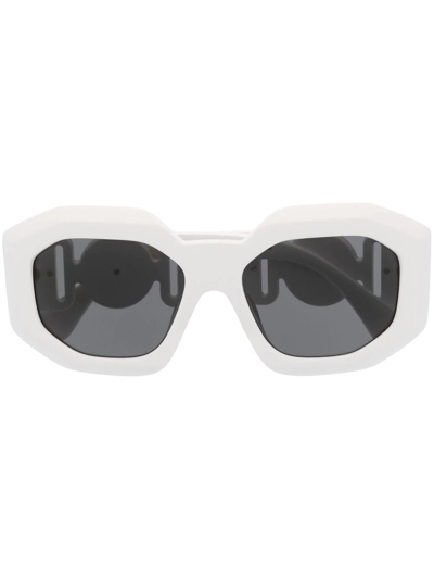 Versace Medusa Biggie Square-frame Sunglasses In Weiss