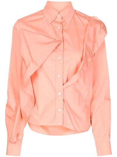 Kolor Asymmetric-detail Long-sleeve Shirt In Pink