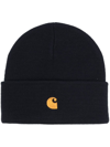 Carhartt Logo-patch Beanie Hat In Blau