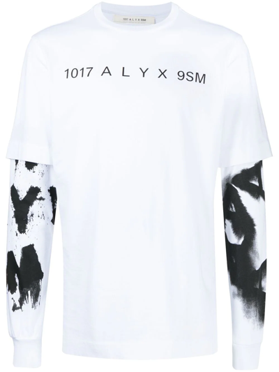Alyx Logo Print Long Sleeve T-shirt In White