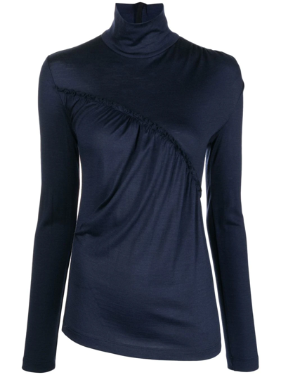 Dice Kayek High-neck Long-sleeve Top In Blue