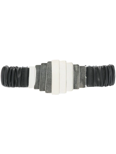 Iro Ruched Leather Belt In Schwarz