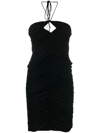 Magda Butrym Ruched Cutout Stretch-jersey Halterneck Mini Dress In Schwarz