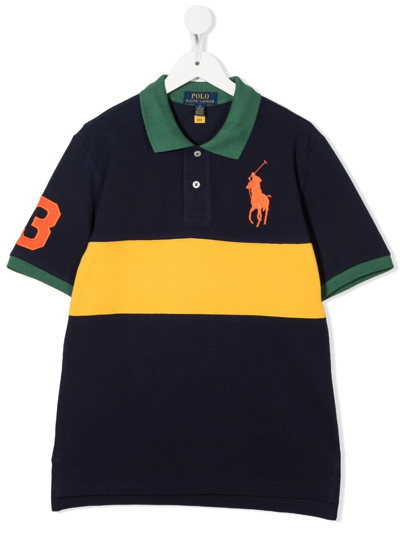 Ralph Lauren Colour-block Logo Polo Shirt In Blue