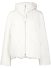 Jil Sander Short Down Jacket In Habotai Silk Blend In 102 Natural