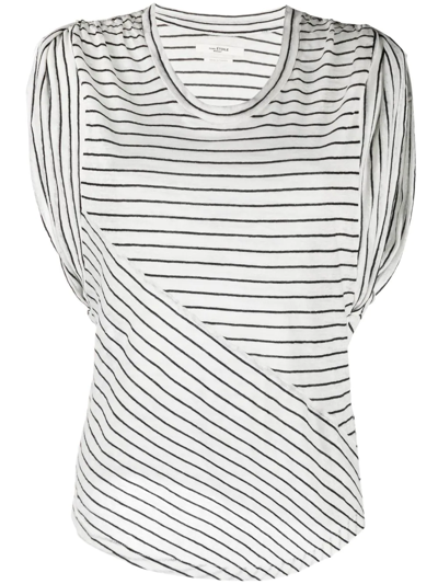 Isabel Marant Étoile Stripe-print Panelled T-shirt In Weiss