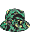 Ganni Logo-embroidered Recycled-polyester Bucket Hat In Banana Tree Black