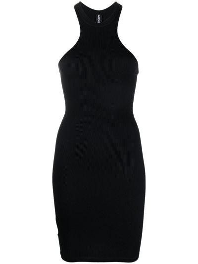 Andreädamo Ribbed Jersey Cut Out Mini Dress In Black