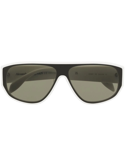 Alexander Mcqueen Logo-print Oversize-frame Sunglasses In White