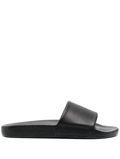 Polo Ralph Lauren Leather-strap Flip Flops In Hunter Navy