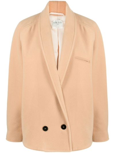 Forte Forte Double-breasted Cropped Coat In Neutrals