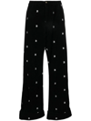 R13 Embroidered Cotton-corduroy Wide-leg Pants In Schwarz