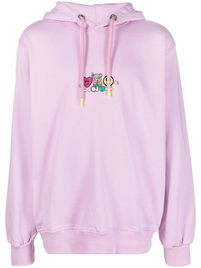Barrow Graphic-print Cotton Hoodie In Pink