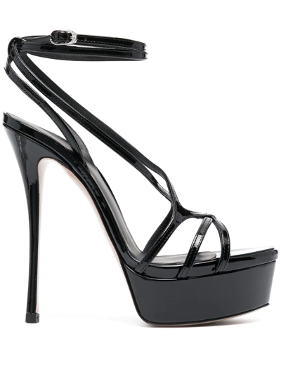 Le Silla 150mm Belen Patent Leather Sandals In Black