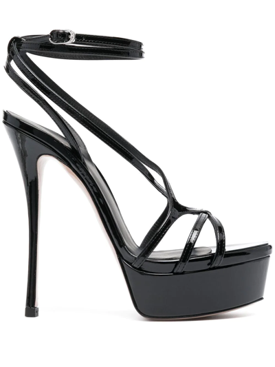 Le Silla 150mm Belen Patent Leather Sandals In Schwarz