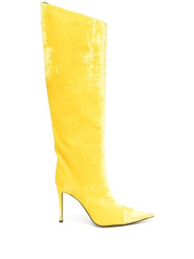 Alexandre Vauthier Calf-leather Pointed-toe Boots In Yellow