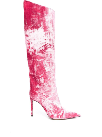 Alexandre Vauthier Stiletto-heel Velvet Boots In Pink