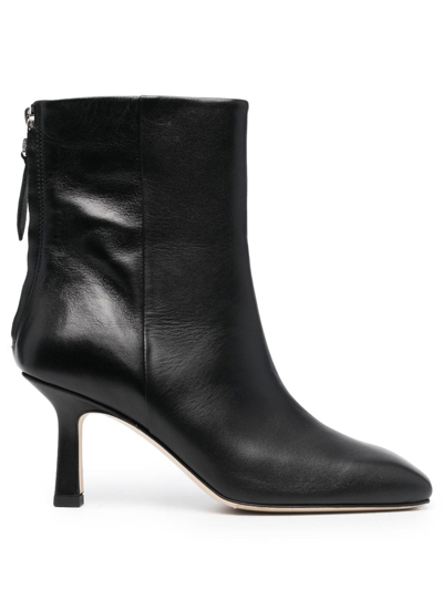 Aeyde Lola Square-toe Leather Boots In Black
