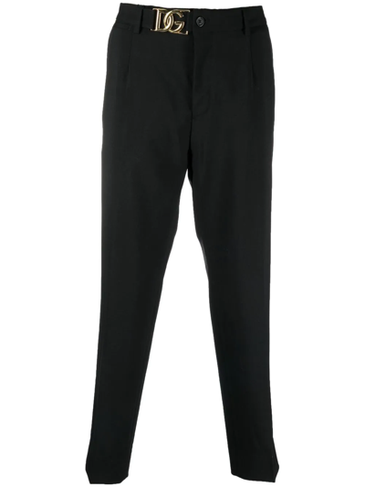 Dolce & Gabbana Buckle Detail Tailored Trousers In Nero