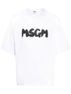 Msgm Logo Print Cotton Jersey T-shirt In White