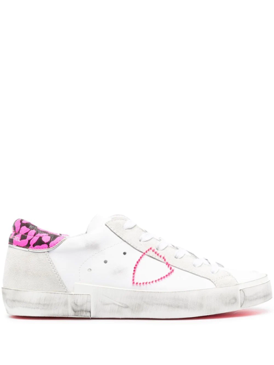 Philippe Model Side Stitched-logo Detail Sneakers In White