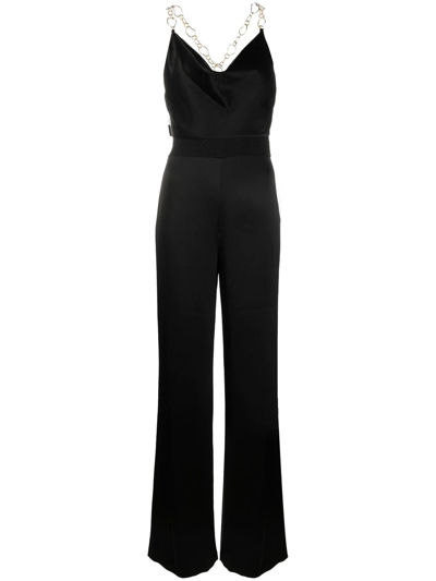 Alice And Olivia Chain-shoulder Strap Sleeveless Jumpsuit In Black
