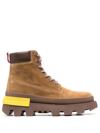Moncler Men's Mon Corp Leather Ankle Boots In Braun